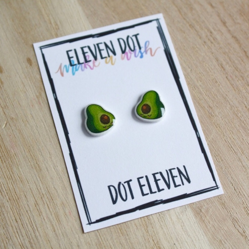 Cute Kawaii Avocado Heart Heart Half Stud Earrings